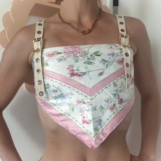 Floral Scarf Buckle Crop Top